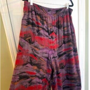 Vintage Wide Leg Cropped Pant with Elastic waist Size XL